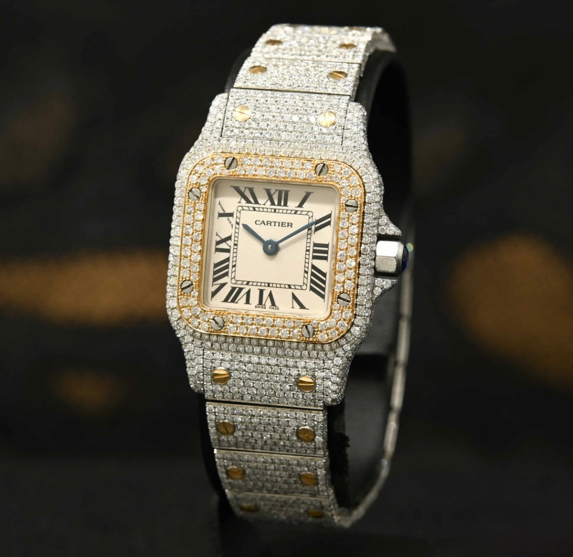 Cartier Santos Galbée 2 Tone Iced