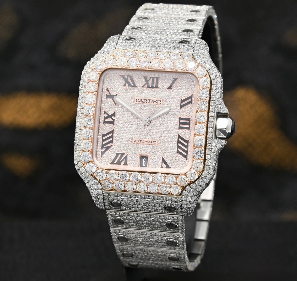 Cartier Santos 100 XL - Full Iced Everose
