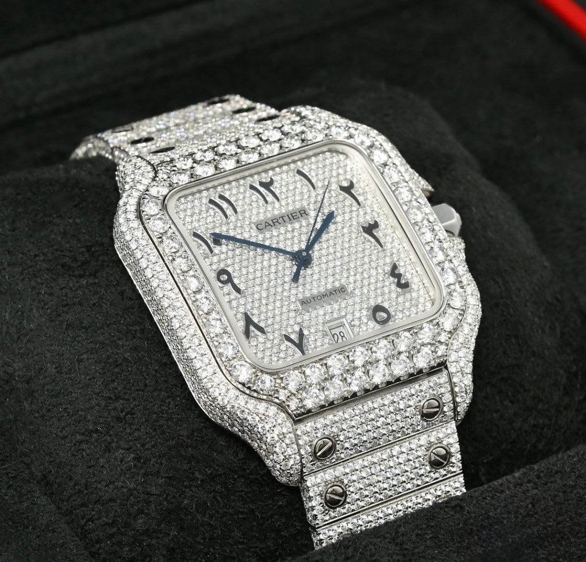 Cartier Santos 100 Full Arabic Iced