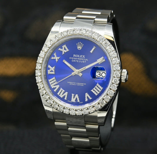 Rolex Datejust Blue Romain Iced