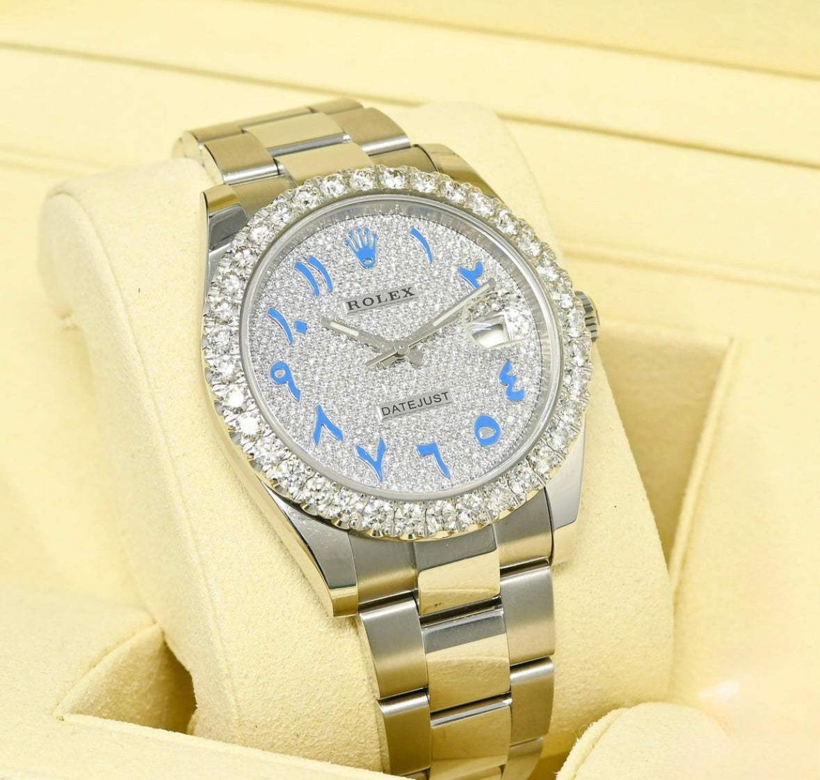 Rolex Datejust Blue Arabic Iced