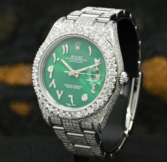 Rolex Datejust Green Arabic Full Iced