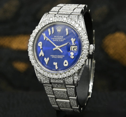 Rolex Datejust Bleu Arabic Iced Out