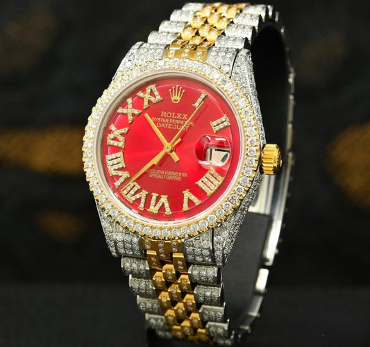 Rolex Datejust Red Iced Out