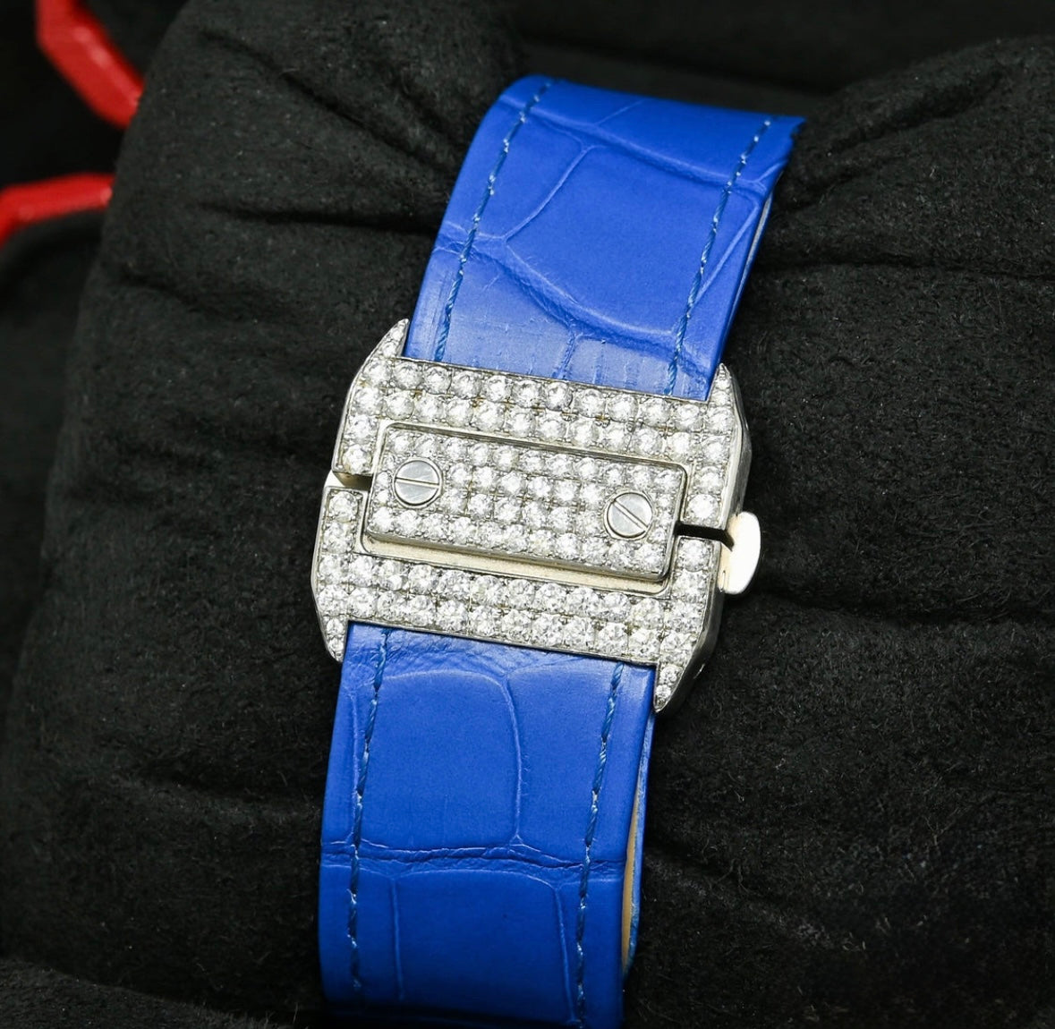 Cartier Santos 100 Iced Bleu Crocodile