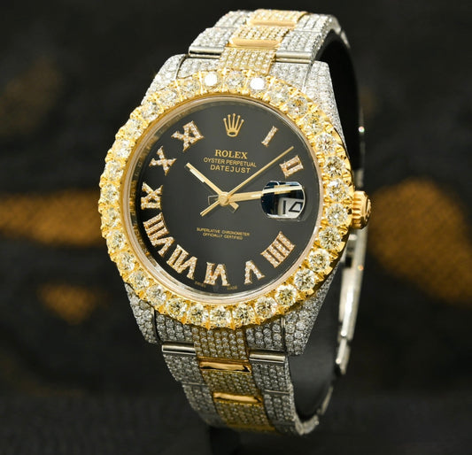 Rolex Datejust Black 2 Tones Iced