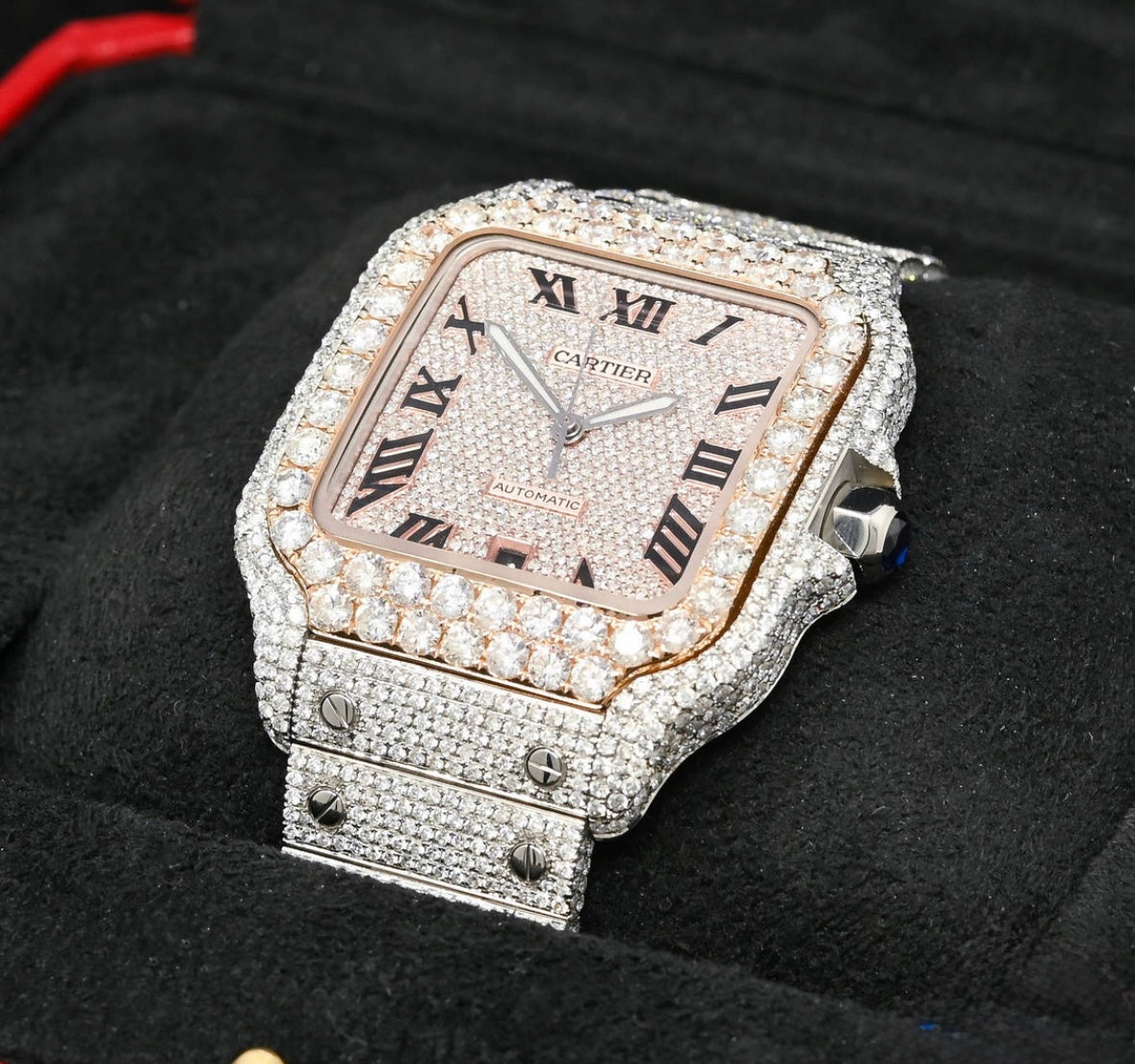 Cartier Santos 100 XL - Full Iced Everose