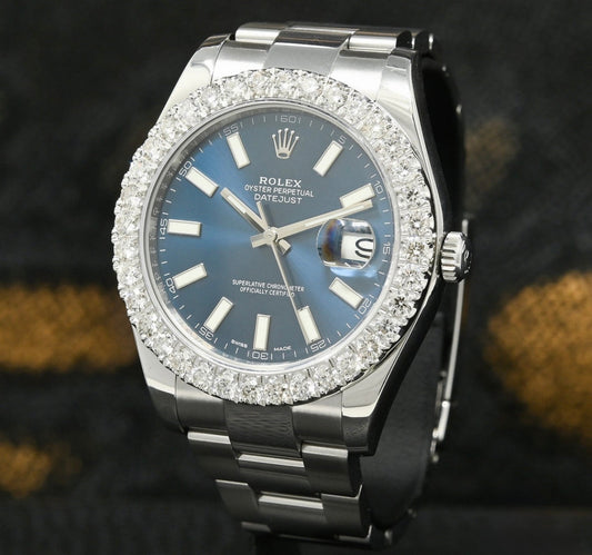Rolex Datejust Blue Stick Iced
