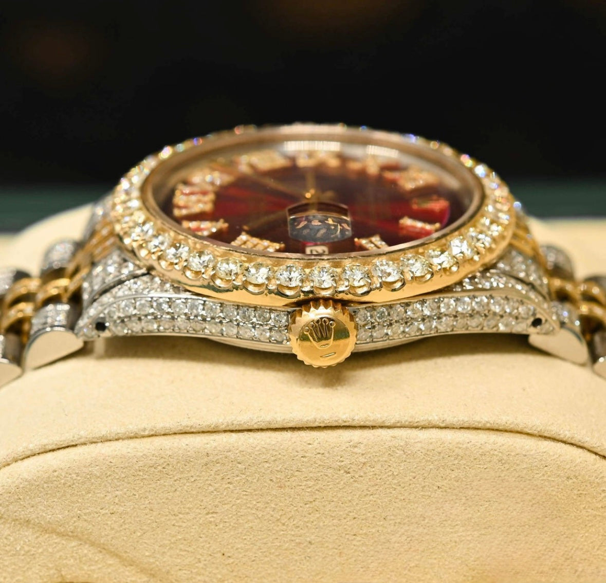 Rolex Datejust Red Iced Out