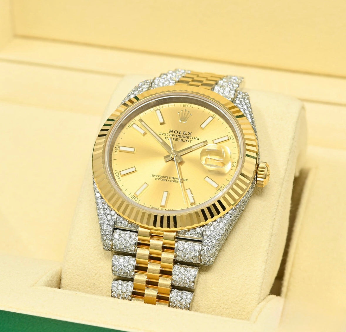 Rolex Datejust Champagne Jubilee Fluted Iced