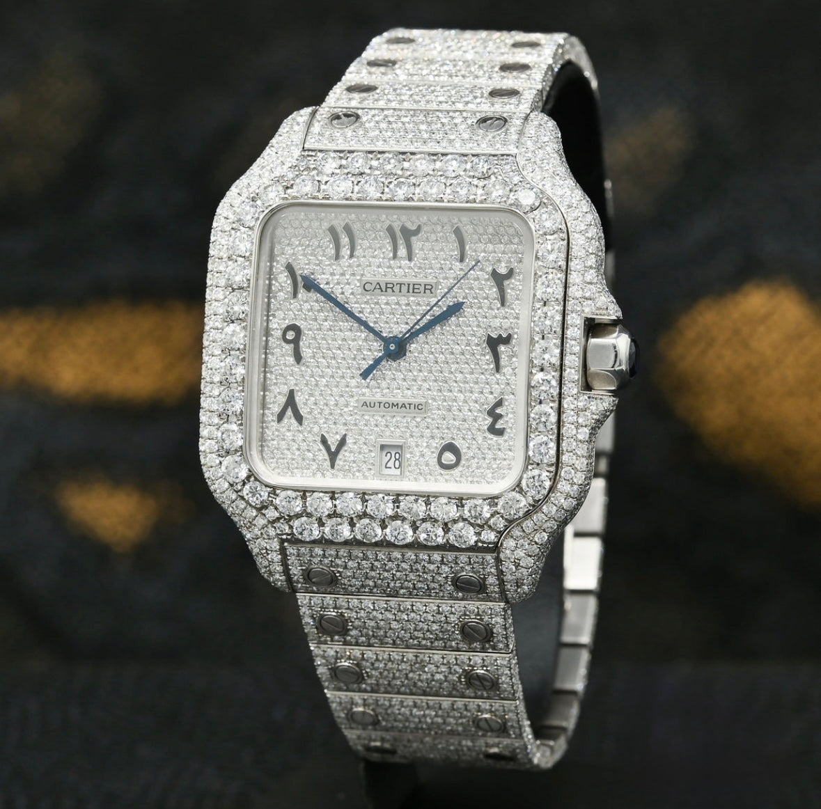 Cartier Santos 100 Full Arabic Iced