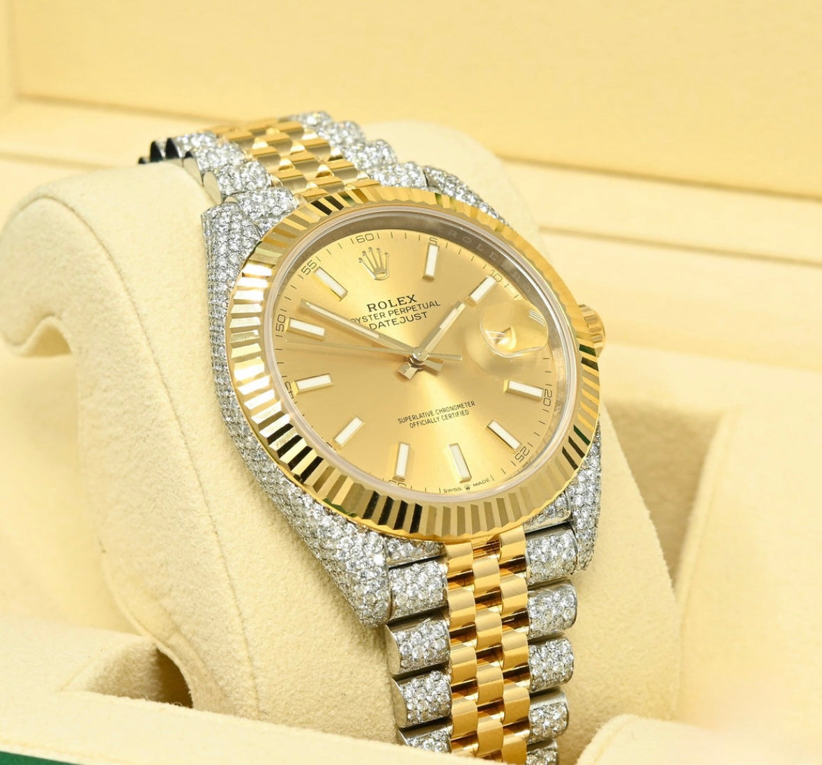 Rolex Datejust Champagne Jubilee Fluted Iced