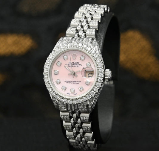 Rolex Datejust Pink Stainless Iced