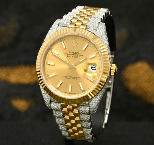Rolex Datejust Champagne Jubilee Fluted Iced