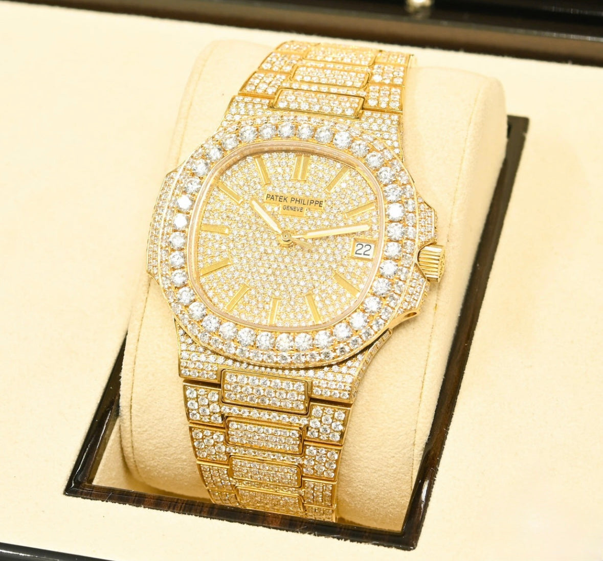 Patek Philippe Nautilus Full Iced Yellow Gold